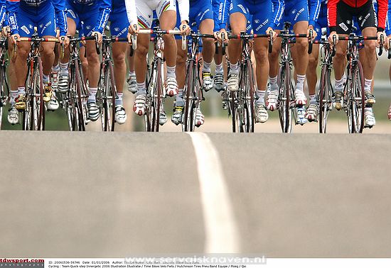 Cycling : Team Quick-Step Innergetic 2006Illustration Illustratie / TIME Bikes Velo Fiets / HUTCHINSON Tires Pneu BandEquipe / Ploeg / QSI